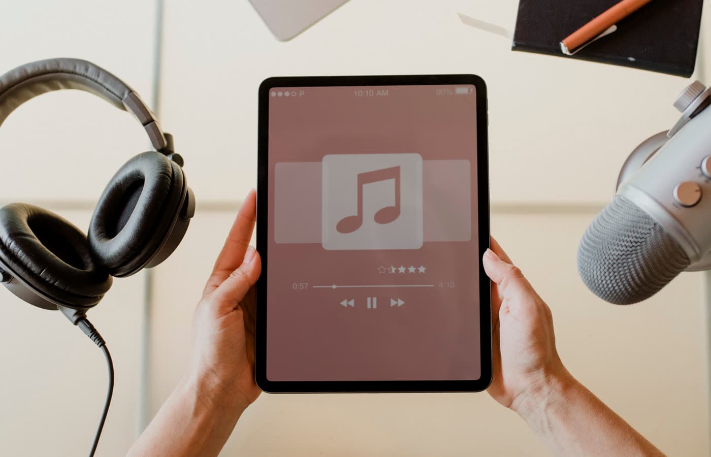 Podcast desk and production tools for branded content